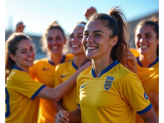 Jogadoras de futebol feminino celebrando um golo