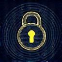 Ícone de um cadeado com algoritmos ao fundo, simbolizando criptografia de dados.