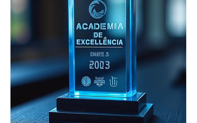 Placa com o reconhecimento de Academia de Excelência da FPF, com o logotipo da academia